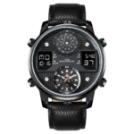 Montre-bracelet à Quartz pour homme, en cuir, étanche, analogique et numérique – Image 4