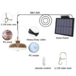 Lampe solaire à LED, suspension pour extérieur, étanche IP55, 2000 lumens, avec télécommande – Image 7