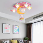 Plafonnier LED pour chambre d’enfant, ciel rose et balançoire, chat et lapin, contrôle via APP ou télécommande – Image 3