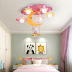 Plafonnier LED pour chambre d’enfant, ciel rose et balançoire, chat et lapin, contrôle via APP ou télécommande – Image 5