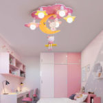 Plafonnier LED pour chambre d’enfant, ciel rose et balançoire, chat et lapin, contrôle via APP ou télécommande – Image 2