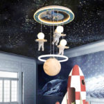 Plafonnier LED pour chambre d’enfant, 50 cm, trois astronautes dans l'espace, contrôle via APP ou télécommande – Image 8