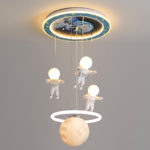 Plafonnier LED pour chambre d’enfant, 50 cm, trois astronautes dans l'espace, contrôle via APP ou télécommande – Image 11