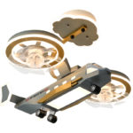 Suspension LED avec 2 ventilateurs pour chambre d’enfant, 63 cm, vaisseau volant, contrôle via télécommande