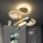 Suspension LED avec 2 ventilateurs pour chambre d’enfant, 63 cm, vaisseau volant, contrôle via télécommande – Image 3