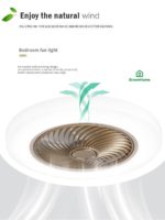 Plafonnier LED avec ventilateur intelligent, 60W, lampe à air invisible, 52 cm, silencieux, avec télécommande – Image 4