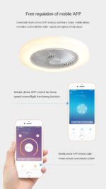 Plafonnier LED avec ventilateur intelligent, 60W, lampe à air invisible, 52 cm, silencieux, avec télécommande – Image 5