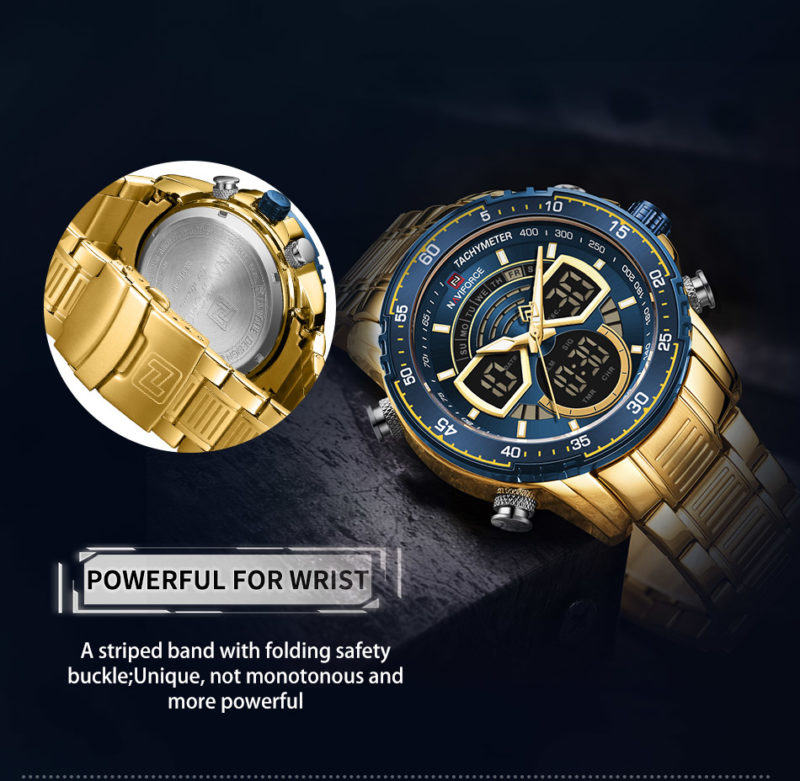 Montre-bracelet à Quartz pour homme, étanche, en acier inoxydable, numérique et analogique – Image 5