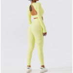 Ensemble de fitness à manches longues 2 pièces, tenue de sport sans couture, anti boulochage, anti-rétrécissement et respirant – Image 7