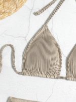 Ensemble maillot de bain et jupe de plage, triangle, col licou, rayé – Image 5