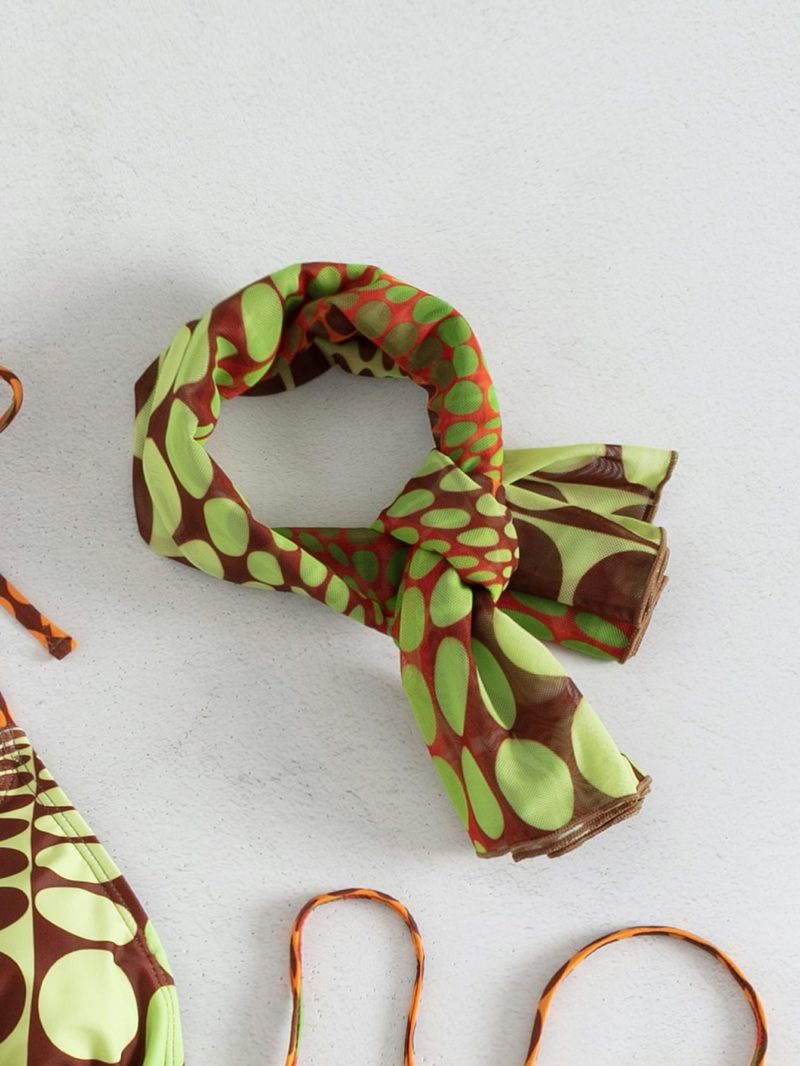 Ensemble maillot de bain et jupe de plage, imprimé retro – Image 7