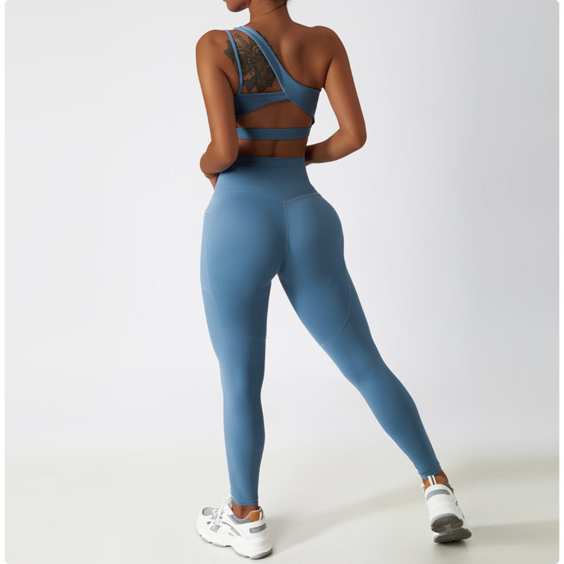 Ensemble de fitness 2 pièces, top et legging taille haute, sans couture, anti boulochage, anti-rétrécissement et respirant – Image 10