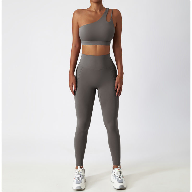 Ensemble de fitness 2 pièces, top et legging taille haute, sans couture, anti boulochage, anti-rétrécissement et respirant – Image 6