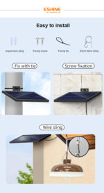 Lampe solaire à LED, suspension pour extérieur, étanche IP55, 2000 lumens, avec télécommande – Image 9