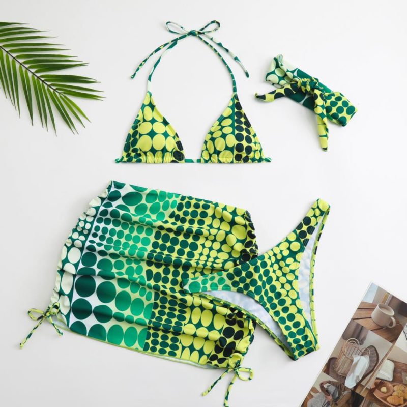 Ensemble maillot de bain et jupe de plage, imprimé retro – Image 8