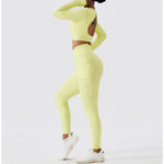 Ensemble de fitness à manches longues 2 pièces, tenue de sport sans couture, anti boulochage, anti-rétrécissement et respirant – Image 8