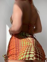 Ensemble maillot de bain et jupe de plage, imprimé retro – Image 2