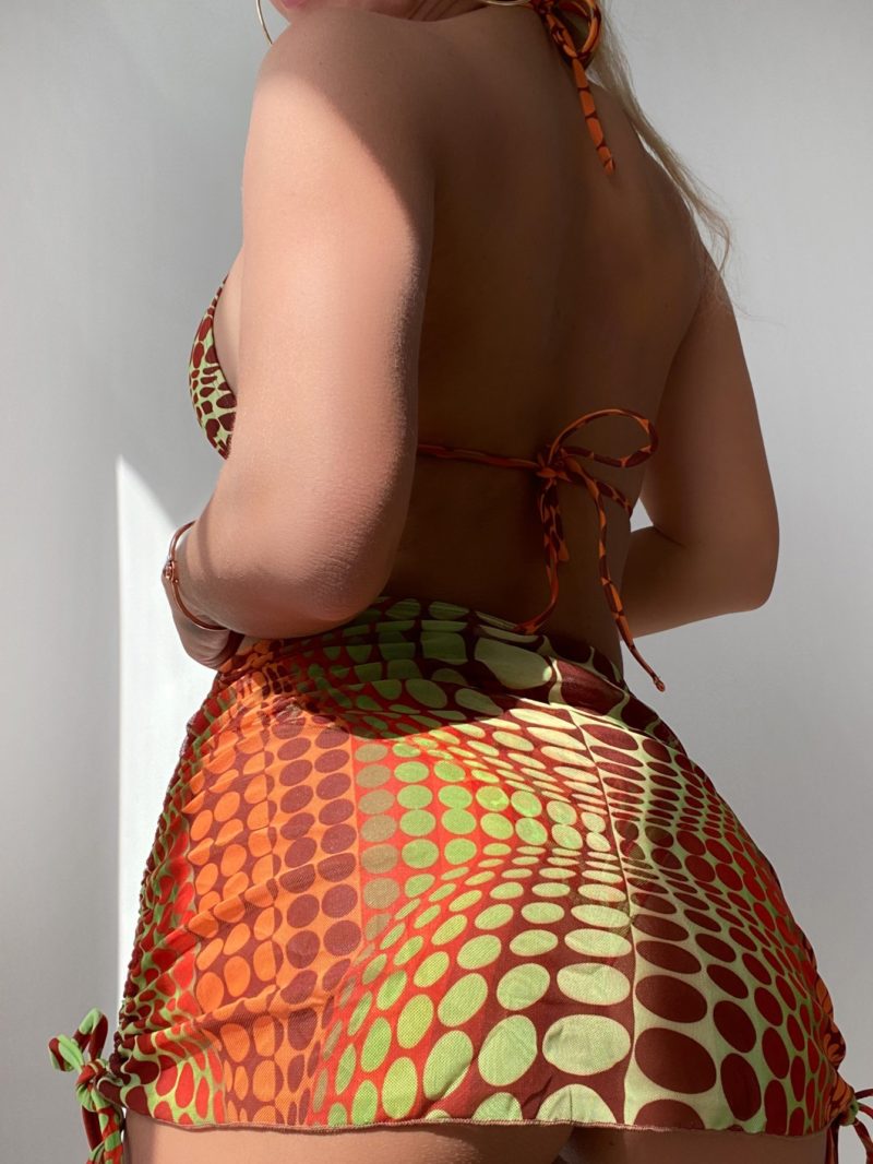 Ensemble maillot de bain et jupe de plage, imprimé retro – Image 2