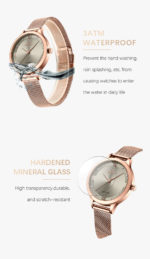 Montre-bracelet à Quartz pour femme, en acier inoxydable, analogique – Image 6