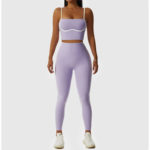 Ensemble de fitness 2 pièces, top et legging, vêtements d'entraînement, anti boulochage, anti-rétrécissement et respirant – Image 8