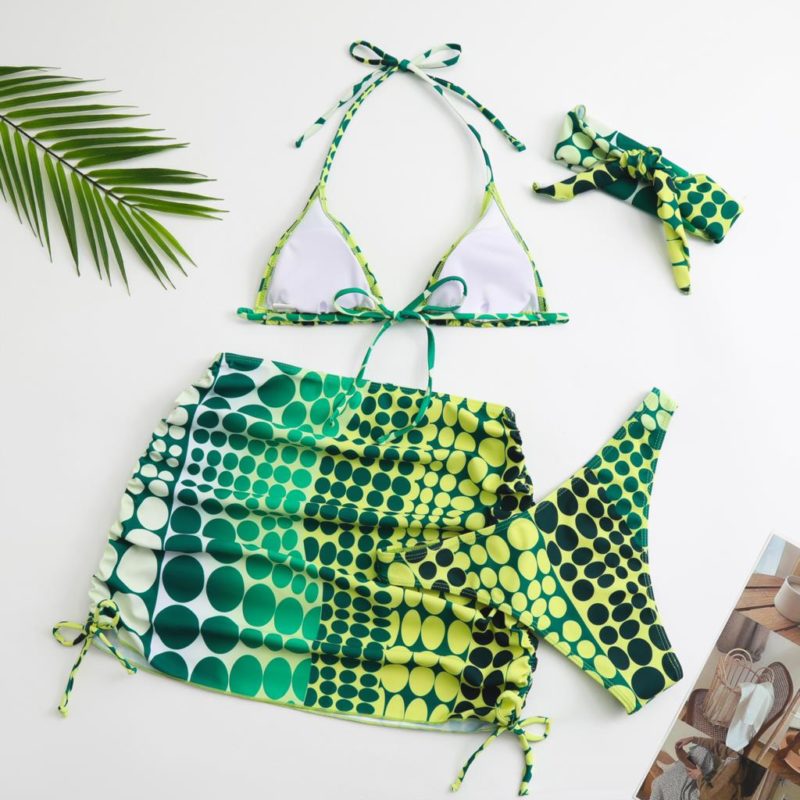 Ensemble maillot de bain et jupe de plage, imprimé retro – Image 10