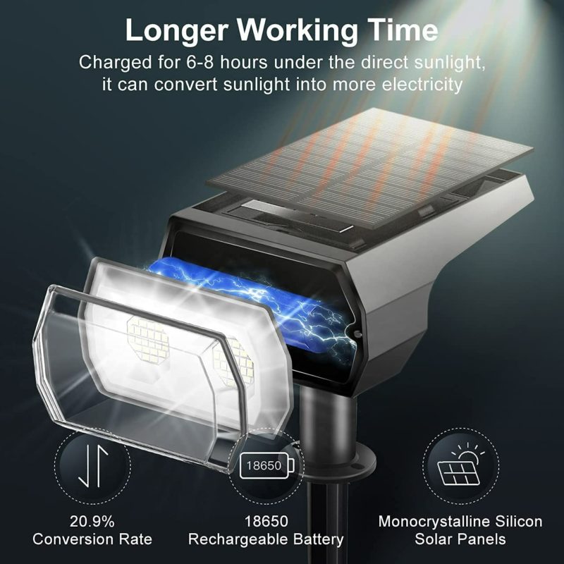 Projecteur LED RVB, énergie solaire, IP67, batterie au lithium, 48 LED avec modes d'éclairage – Image 2