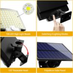 Projecteur LED à énergie solaire, 3000 Lumens, IP65, avec détecteur de mouvement et 4 modes d’éclairage – Image 5