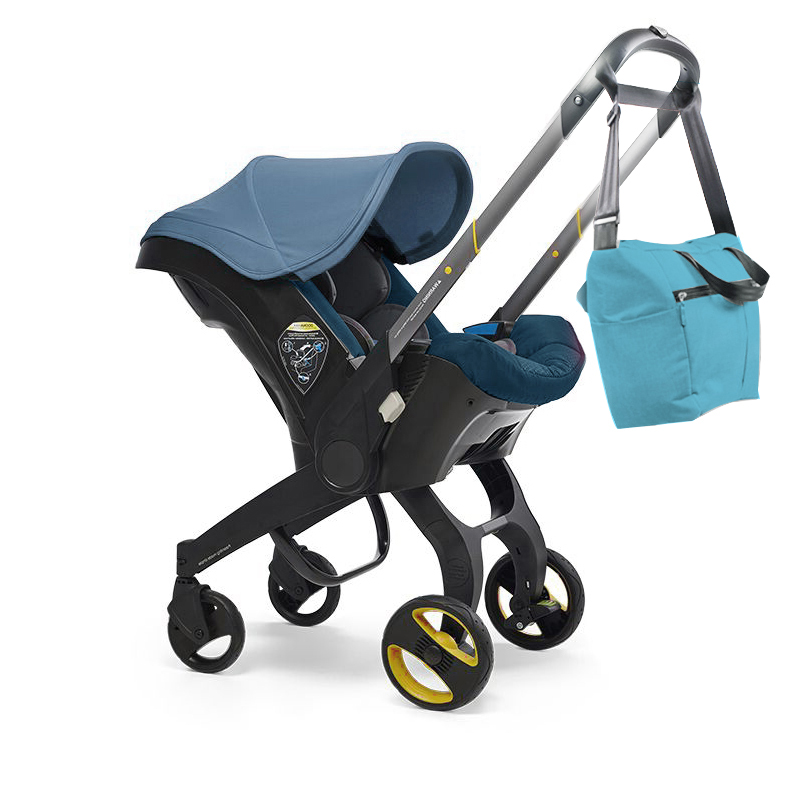 Poussette bébé multifonctionnelle 4 en 1, avec sac et protection pluie,  siège auto, pour 0 à 3 ans 