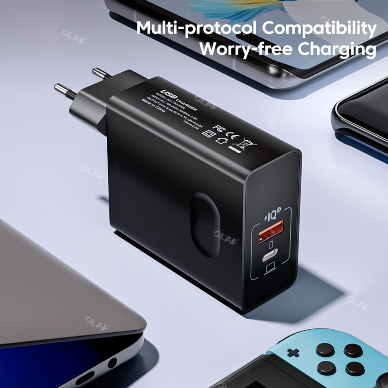 149054-xparom.jpg Chargeur rapide 120W, QC 3.0, à double ports PD et USB C, pour MacBook, iPad, iPhone, Samsung – Image 3