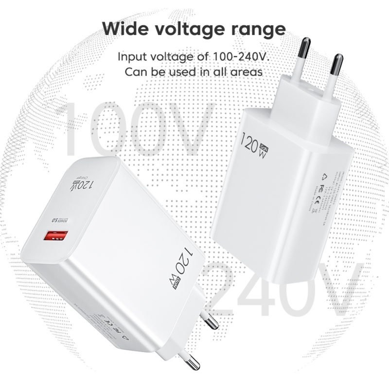 Chargeur rapide 120W, QC 5.0, USB C, avec câble USB Type C – Image 5