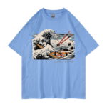 T-Shirt en coton imprimé, manches courtes, Sushi Wave – Image 4