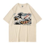 T-Shirt en coton imprimé, manches courtes, Sushi Wave – Image 5