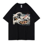 T-Shirt en coton imprimé, manches courtes, Sushi Wave