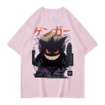 T-Shirt en coton imprimé, manches courtes, Pokemon Gengar