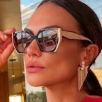 Lunettes de soleil œil de chat, polygone, léopard, UV400 – Image 3