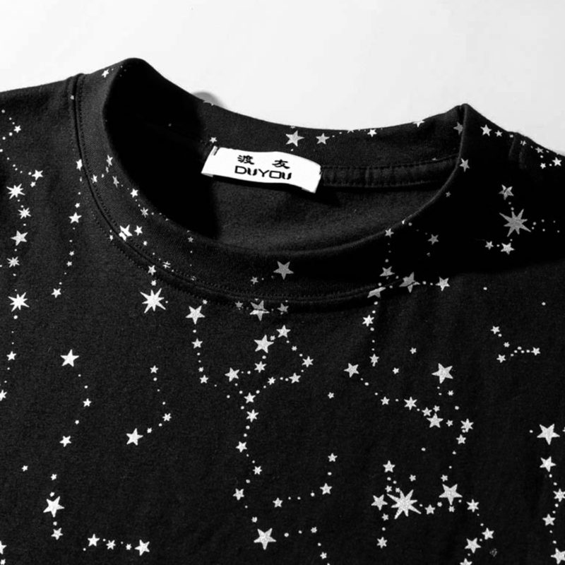 150558-99m4xj.jpg T-Shirt en coton imprimé, col rond, Nuit étoilée – Image 6