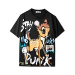T-Shirt en coton imprimé, col rond, Stay Punk