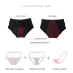Lot de 5 culottes menstruelles en coton, 4 couches absorbantes, à grand débit – Image 6