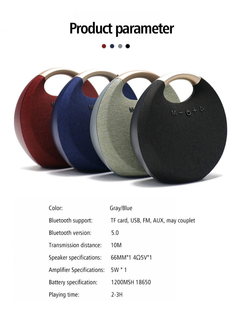 Enceinte Bluetooth 5, sans fil et portable, stéréo, en tissu, dual channel – Image 8