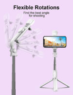 Trépied 3 en 1, bâton de Selfie, support de téléphone, 3 modes d'éclairage, avec télécommande Bluetooth – Image 4