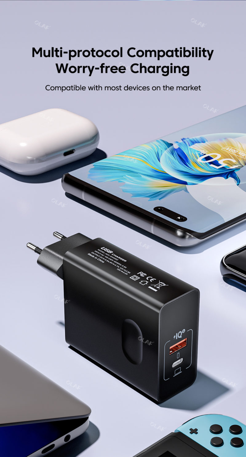 Sb45ab1064471433189cb607afd08826a0 Chargeur rapide 120W, QC 3.0, à double ports PD et USB C, pour MacBook, iPad, iPhone, Samsung – Image 8