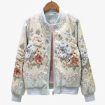 Veste vintage à fleurs pour femme, broderie, poches