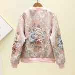 Veste vintage à fleurs pour femme, broderie, poches – Image 4