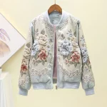 Veste vintage à fleurs pour femme, broderie, poches – Image 3