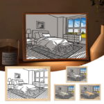 Peinture de lumière LED créative en bois avec prise USB, décoration murale, lumière du soleil