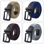 Ceinture en toile élastique pour homme, boucle ardillon en métal, sangle tactique militaire – Image 2