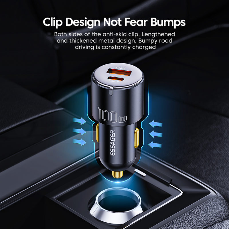 Chargeur rapide pour voiture 100W, USB 3.0 C, QC PD, pour iPhone 14, Samsung, ordinateur portable et tablette – Image 3