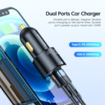 Chargeur rapide pour voiture 100W, USB 3.0 C, QC PD, pour iPhone 14, Samsung, ordinateur portable et tablette – Image 5