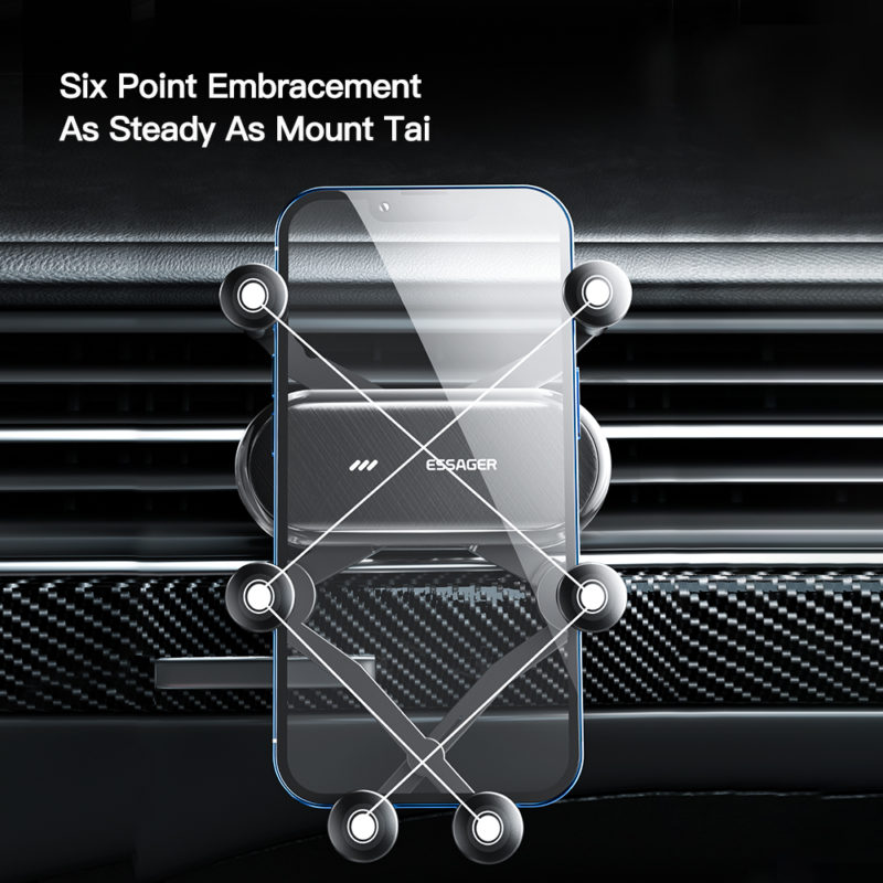 Support de téléphone à six points pour voiture, socle gravitationnel – Image 2