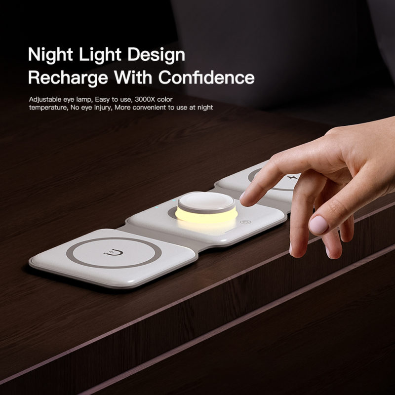 Station de Charge magnétique sans fil 3 en 1, Qi Fast Charging, pour iPhone, 14, 13, 12 Pro Max, Apple Watch – Image 5